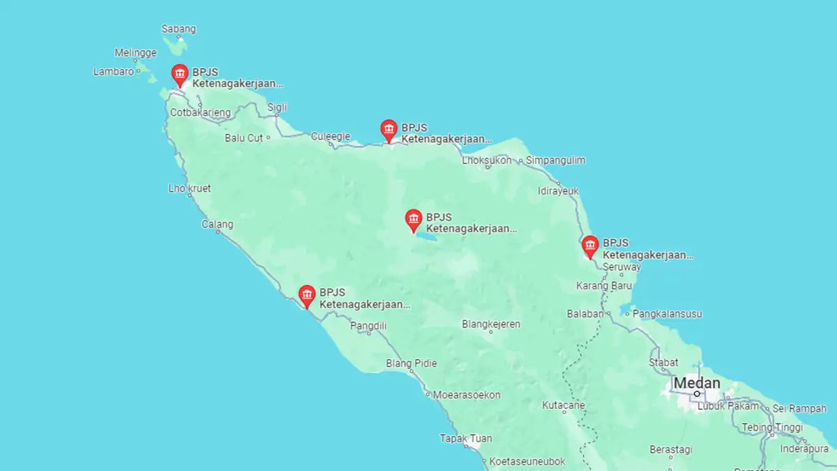 Lokasi BPJS Ketenagakerjaan Nanggroe Aceh Darussalam