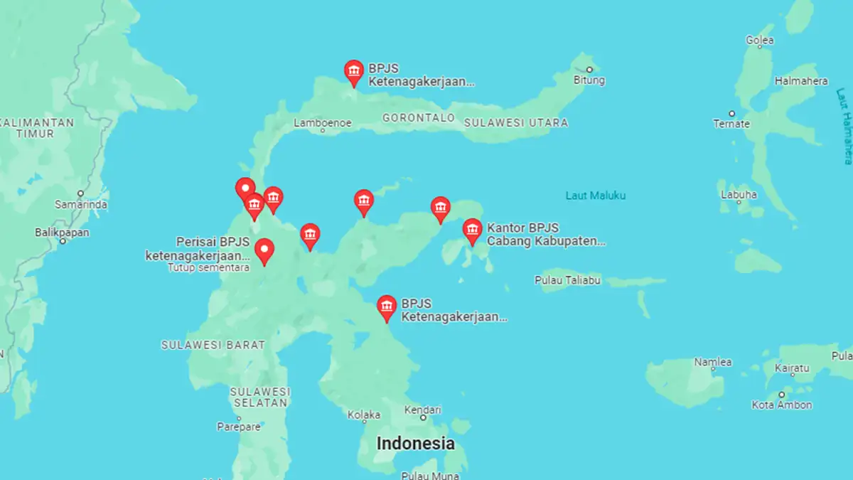 Lokasi BPJS Ketenagakerjaan Sulawesi Tengah