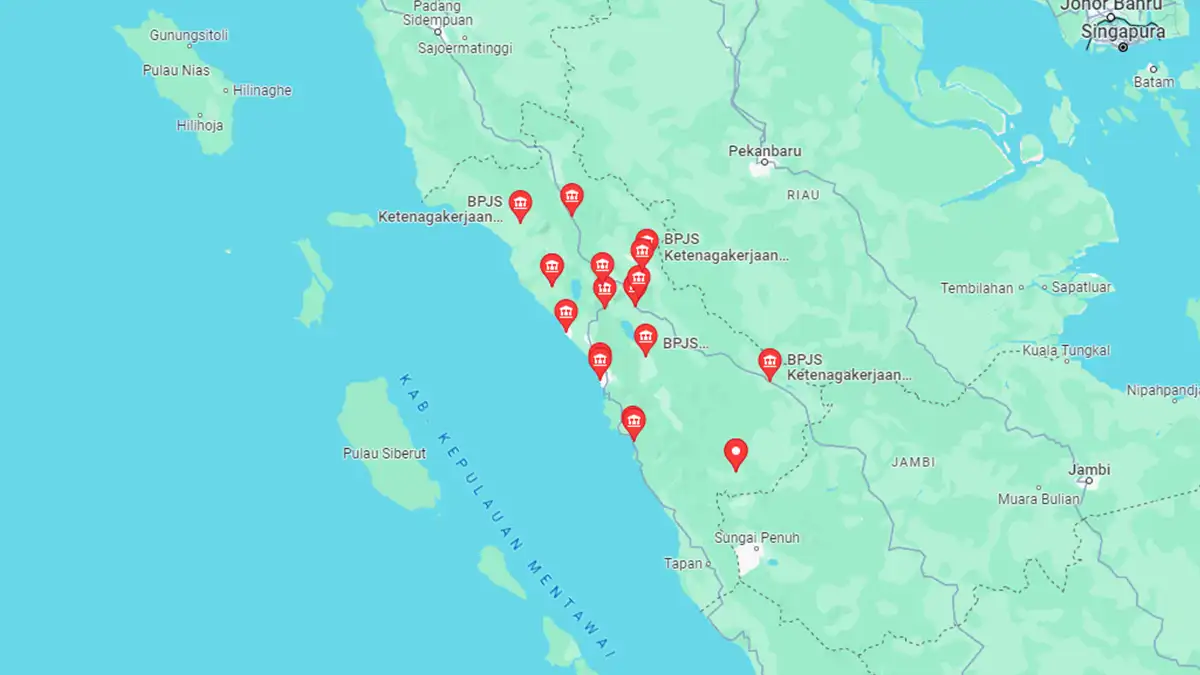 Lokasi BPJS Ketenagakerjaan Sumatera Barat