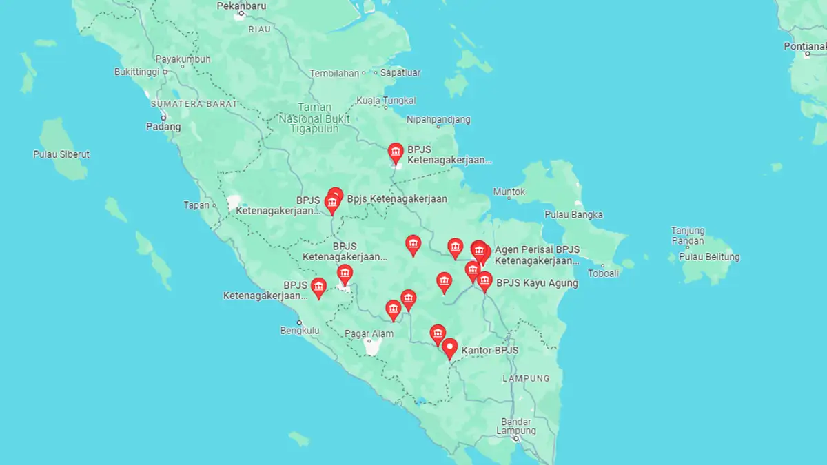 Lokasi BPJS Ketenagakerjaan Sumatera Selatan